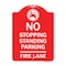 Signmission No Stopping Standing Fire Lane W/ Graphic, Red & White Aluminum Sign, 18" x 24", RW-1824-23573 A-DES-RW-1824-23573 - alternate 1